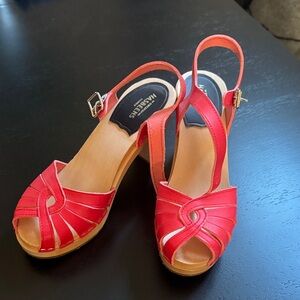 Swedish Hasbeens Red Leather Sandals